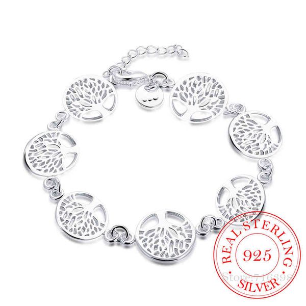 

925 sterling silver fine jewelry tree of life bracelet for women personalized bracelets&bangle birthday gift pulseras mujer moda, Golden;silver