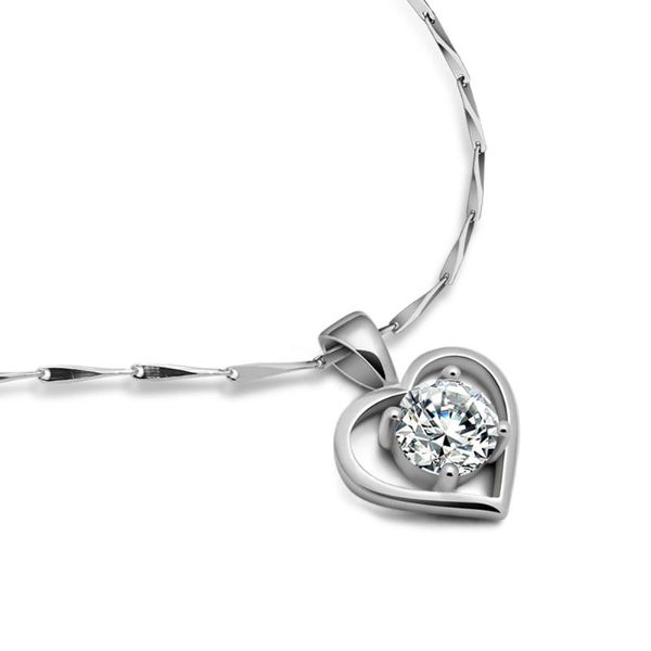 

fine jewelry fashion 925 sterling silver necklace women men simple chain heart pendant necklace couples choker