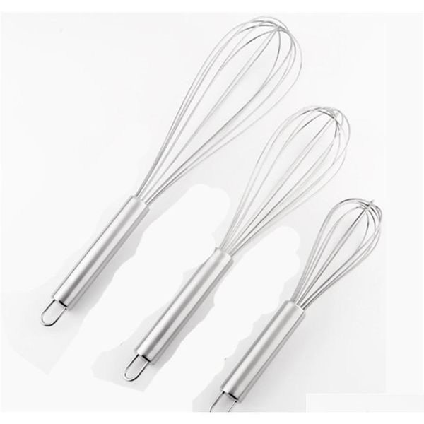 

8" 10" 12" stainless steel egg beater hand whisk mixer balloon wire whisk for blending whisking beating stirring jllkex dh_ni