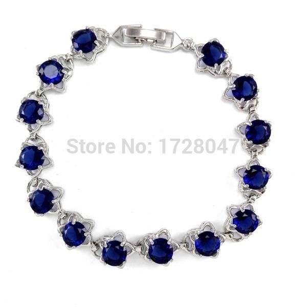 

bangles bracelets white gold color deep blue cubic zirconia fashion jewelry bangles for women, Black