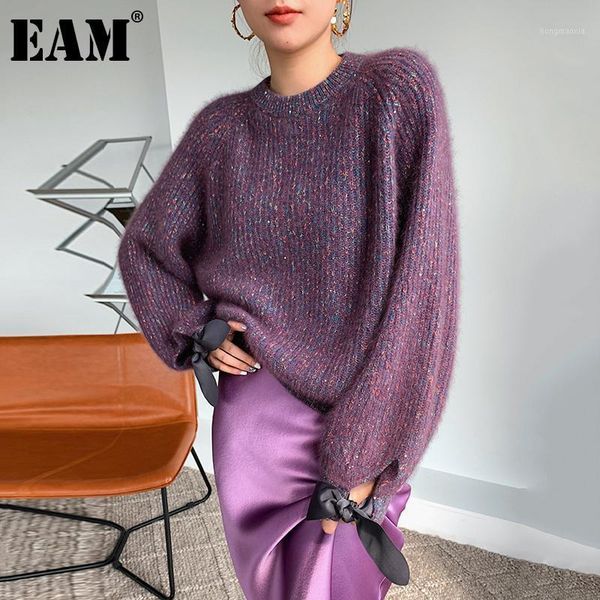 

eam] big size knitting sweater loose fit round neck long sleeve women pullovers new fashion tide autumn winter 2021 1dd38081, White;black