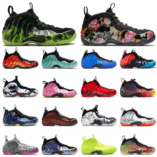 

fashion penny hardaway mens basketball shoes one black aurora pro knicks bright crimson volt air\rfoamposite men sports sneakers trainers, White;red