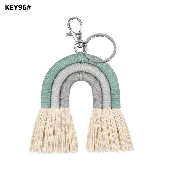 

weaving rainbow keychains women handmade key holder keyring macrame bag charm 667e, Silver