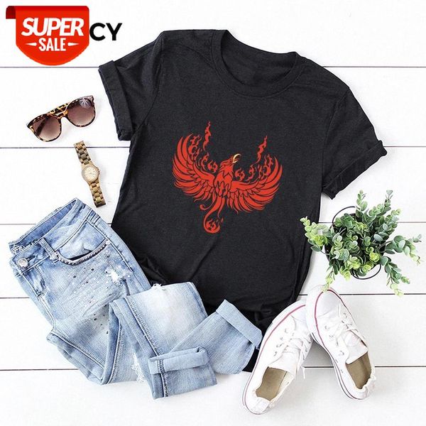 

jfuncy plus size women bird print casual woman cotton t-shirt summer female tee shirt oversize short sleeve lady tshirt #tg7e, White