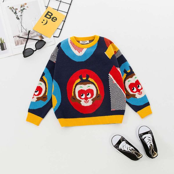 

fight 2020 new anti korean version king qi tian da sheng sun wukong jacquard boys' girls' sweaters and pullovers, Blue