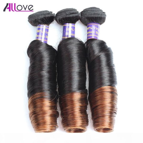 

10a spring curl 3bundles ombre brazilian virgin hair peruvian spring curl t1b 4 indian virgin hair malaysian spring curl two tone color, Black