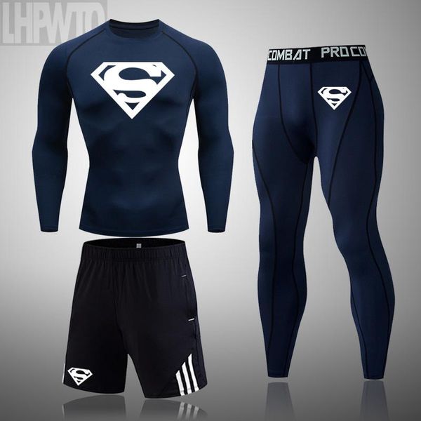 

running sets men's sports t-shirt short-sleeved gym fitness training shirt sportswear suit, Black;blue
