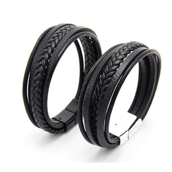 

zoshi new design multi-layers handmade braided genuine leather bracelet & bangle for men stainless steel fashion bangl bbyjhm, Golden;silver