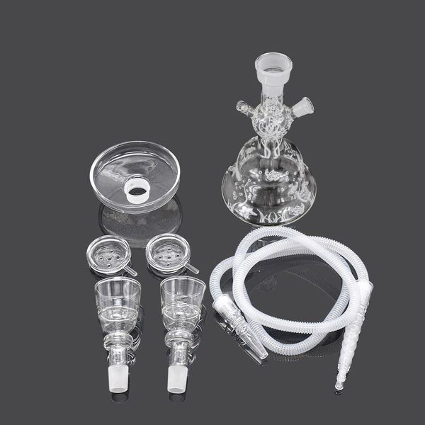 2022 Neue Set Shisha Chicha Wasserhaare Glaspipes Schlauchschüssel Shisha Hukah Rohr Blase Schaumkasten Glas Wasser Bongs Zubehör