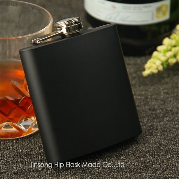 

matt black 6oz liquor hip flask screw cap,100% stainless steel , laser welding,personalized free