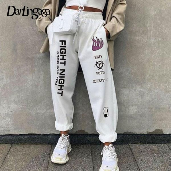 

darlingaga casual letter printed sweatpants winter pants women loose harajuku baggy trousers high waist pants sporty bottom 20201, Black;white