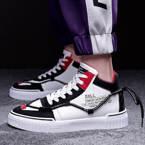 

brand fashion casual light breathable mesh men sneakers lace up high male personality lace-up shoes 2020, Black;brown