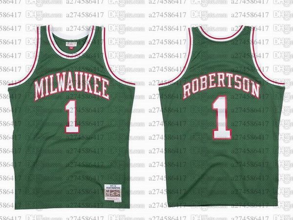

men women youth basketball milwaukee bucks 1 oscar robertson 1971-72 hardwoods classics jersey, Black;red