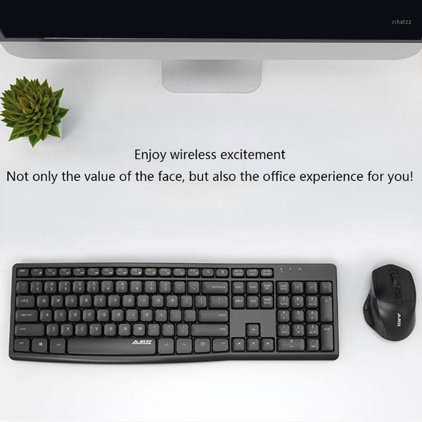 

new ajazz a2030w mute waterproof 10m 2.4ghz wireless keyboard and mouse set r9cb1
