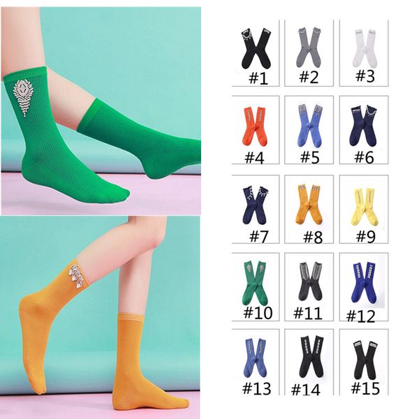 

fashion women winter socks rhinestone diamond decor mid level knee-high long stockings solid color socks sport casual hosiery sock ly10263, Pink;yellow