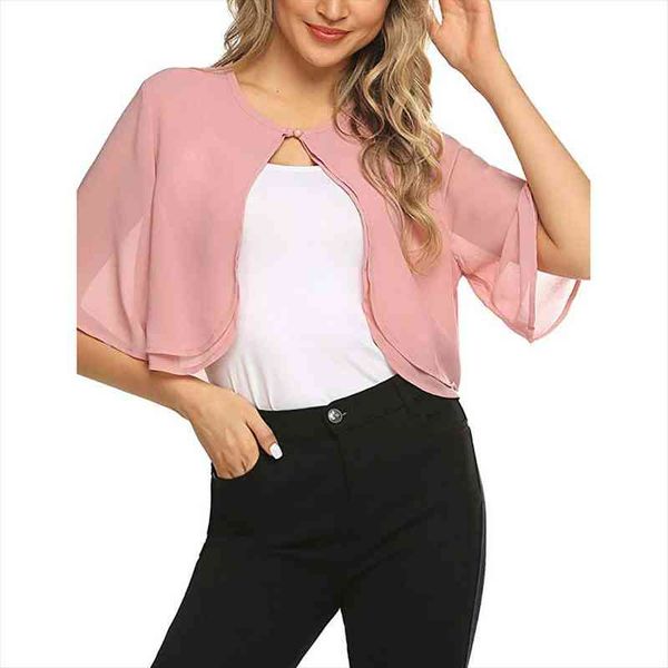

summer fashion womens short sleeve solid colors mesh sheer open front chiffon short cardigan blouse outerwear clothes p3, White;black