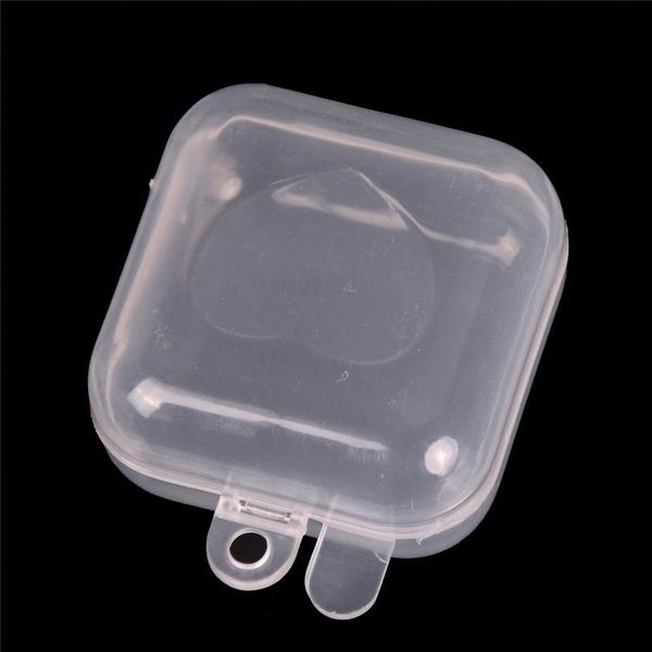 

10pcs mini clear plastic small box hook jewelry earplugs container box clear portable 37*37*20mm 10 sqcula