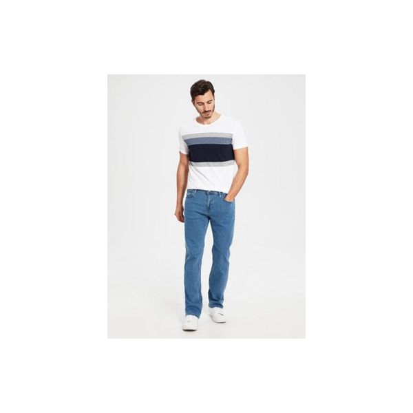 

men jeans selling long pants stretch male solid mid weight zipper mid full length denim straight softener, Blue