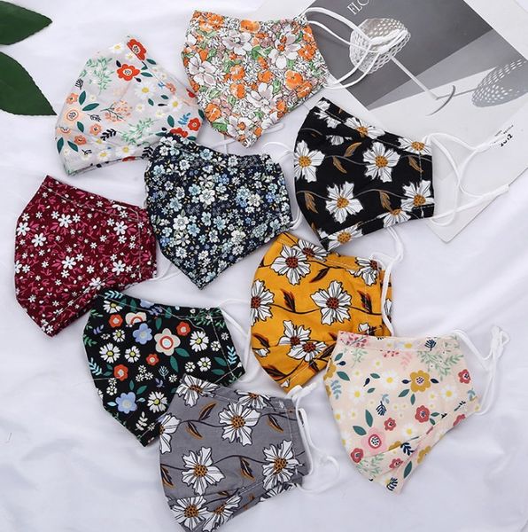 

flower designer mask cotton washable ear type anti dust mask 9 colors wholesale in stock