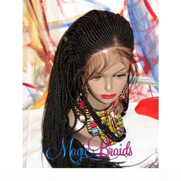 

new style 28inch long heat resistant synthetic braided lace front wigs with baby hair for american black woman, Black;brown