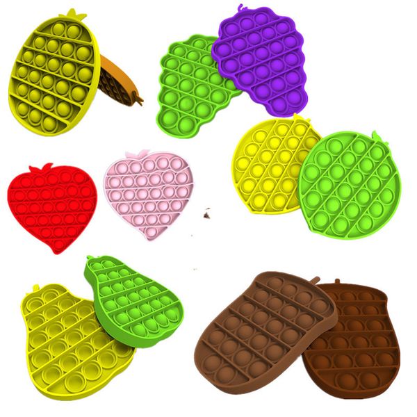 

push pops bubble sensory toy pineapple pear peach fruit shapes pop it fidget toys squishy stress reliever party gifts table game toys g12501