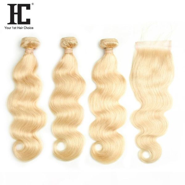 

hc brazilian human hair selling blone 613 body wave hair 3 bundles with 4*4 lace closure human hair weave bundles 10-30 inch, Black