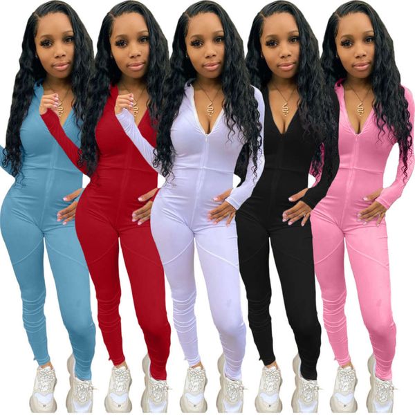 

als215 women's urban fashion casual pants 5 color long sleeve jumpsuit, Black;gray