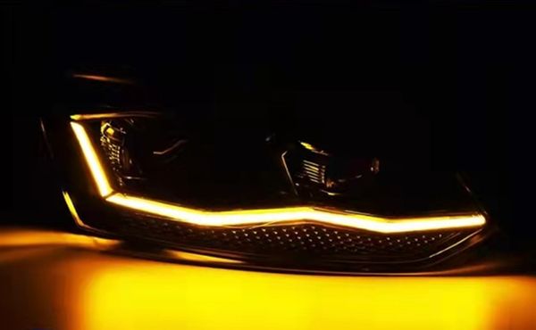 Auto LED Scheinwerfer Für VW Polo 2011-2018 DRL Blinker Fernlicht Angel Eye Projektor Objektiv Auto Beleuchtung zubehör