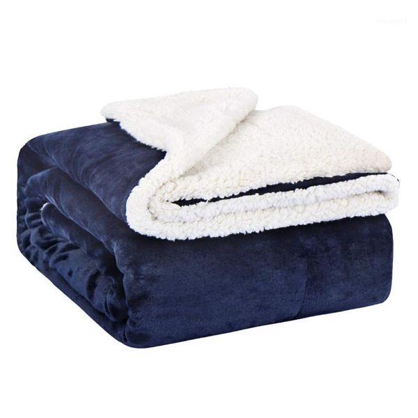 

sherpa lambskin flannel blanket, thick double flannel blanket, wool thick blue, 1pcs1