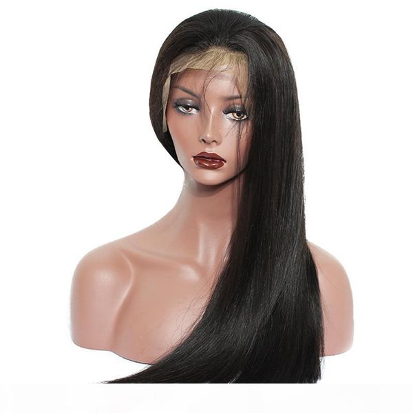 

180% density 360 lace frontal wig pre plucked with baby hair brazilian remy hair straight lace front human hair wigs for black women, Black;brown