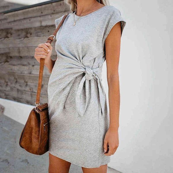 

3xl pregnancy dress women's summer fashion pure color tie-in waist pregnant women's dress soft and comfortable cotton plus size g2, White