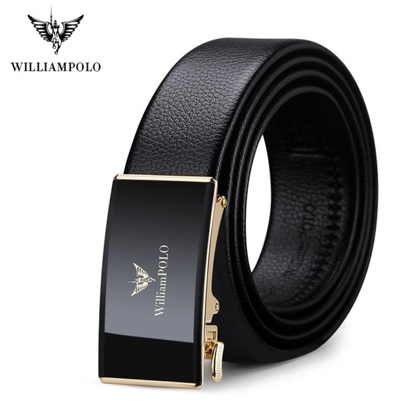 

williampolo genuine leather brand belt men luxury inside wear belts for strap male metal automatic buckle 220315, Black;brown