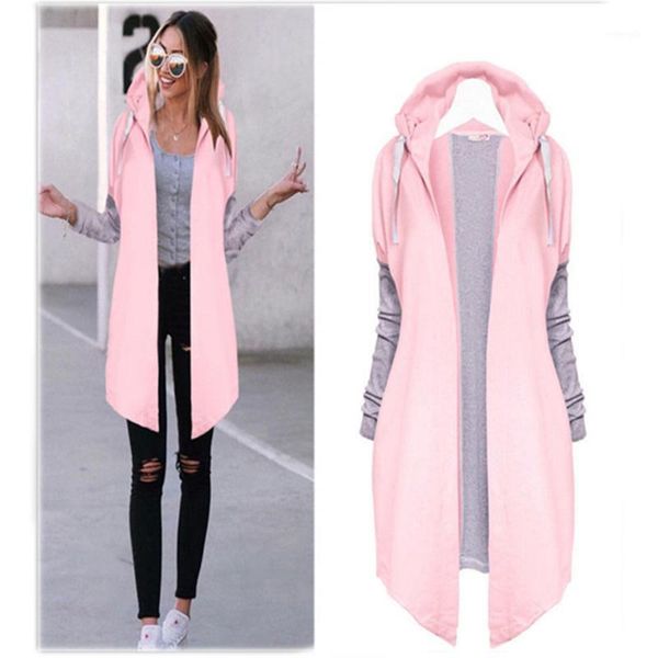 

autumn women fashion clothing patchwork casual long coat women 's hoody jacket long cardigans spring outerwear coats female1, Black;brown