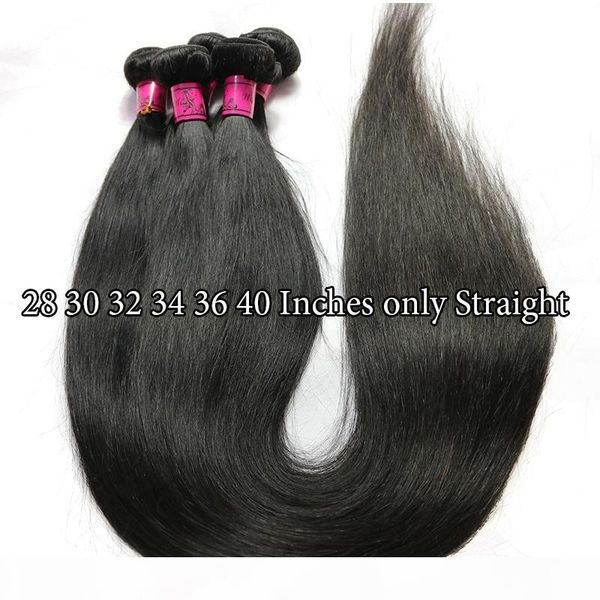 

28 30 32 34 36 40 inches unprocessed brazilian virgin hair straight bundles 10-26 inches body deep water wave kinky curly hair extensions, Black