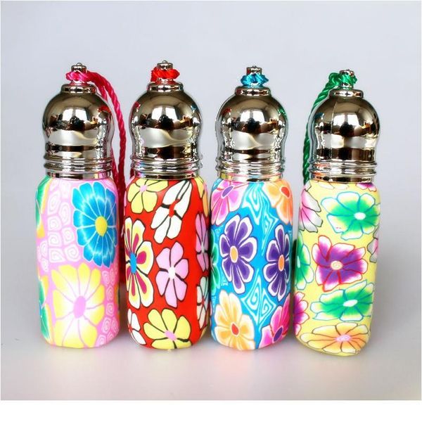 

20pcs 50pcs 6ml roll on perfume bottles polymer clay glass bottle refillable essential oil vials with metal rol qyldmz