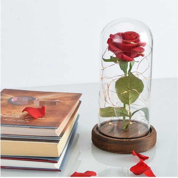 

new romantic everlasting flower glass cover decoration flowers glass cover preserved rose wedding decor valentine's dayt2i51642