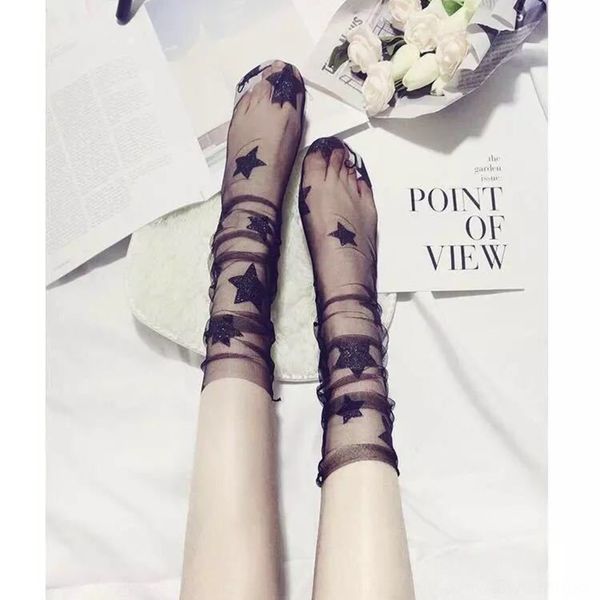 

новая яркая звезда в начале весны шелковых чулок шелкового stockingsgauze носок patchglass марля трубка perspectivenet пряжа стек чулки brgc, Black