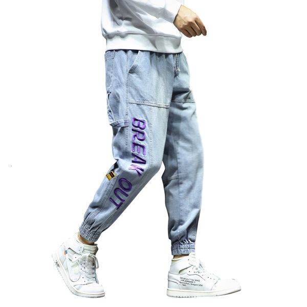 

2021 new autumn men's jeans streetwear jogging pants blue multi-pocket loose casual clothes male sweatpants plus size -5xl hy5i