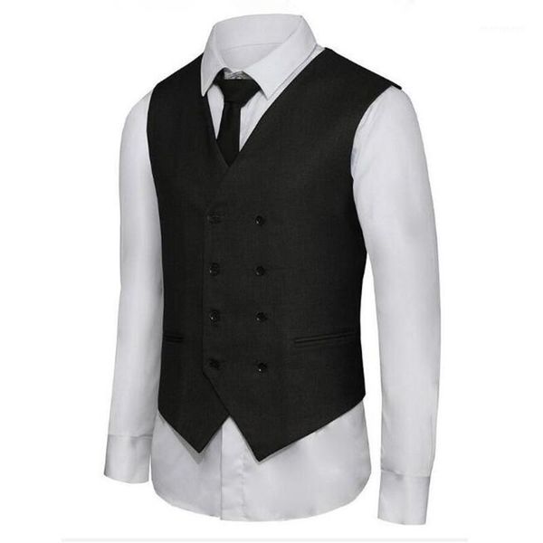 

latest design men waistcoat men's double-breasted business suits dress vest waistcoat custom made formal1, Black;white
