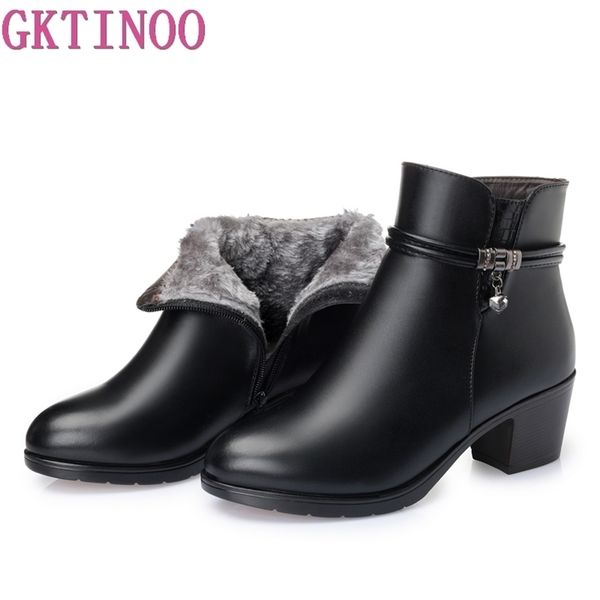 

gktinoo 2020 new fashion soft leather women ankle boots high heels zipper shoes warm fur winter boots for women plus size 35-43 y200723, Black