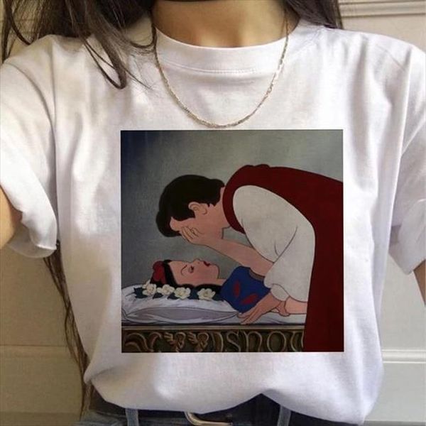 

женщины смешных принцесса печати футболка femme 2020 лето ulzzang урожай harajuku tshirt девушка 9 graphic тенниска, корабль падения, White