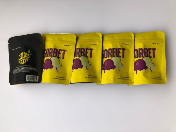 

empty hologram label 3.5g bag bags stickers and packaging bags mylar cookies sorbet yellow local edibles flavors bbyys bdebaby