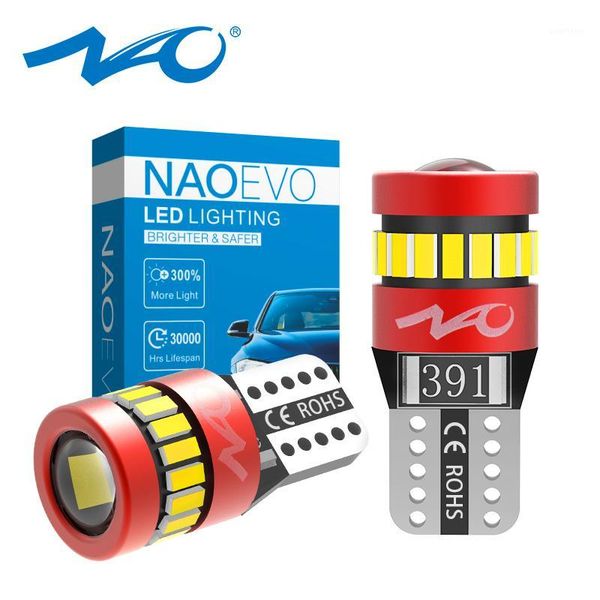 

nao w5w t10 led bulb 600lm 5w5 car interior light 12v 3030 3014 chip auto 6000k amber drl reverse map trunk side clearance lamp1