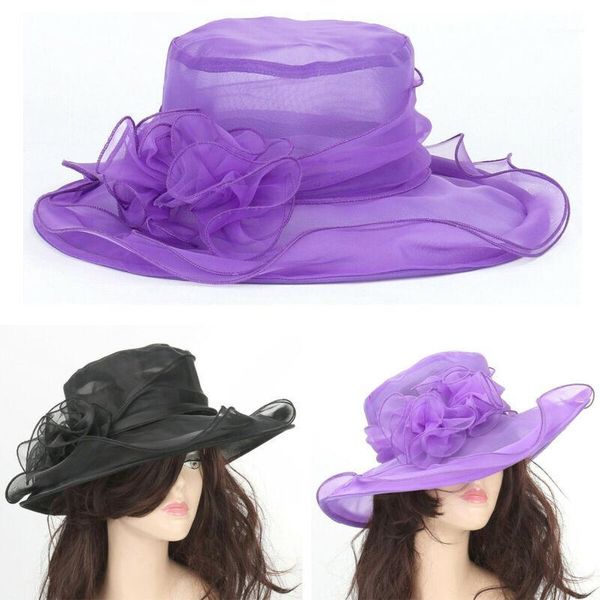 

wide brim hats women lady gauze hat summer beach party fashion sun casual foldable cap1, Blue;gray
