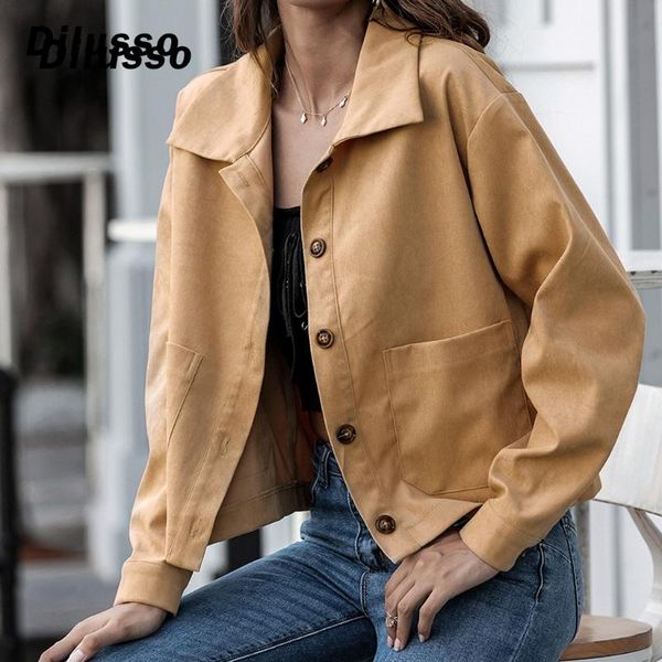 

women's jackets solid women autumn turn-down collar coats button pockets long sleeve 2021 female sell coats#d3, Black;brown