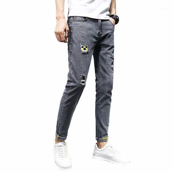 

wholesale 2020 denim jeans men's thin spring and autumn grey loose straight pencil pants hong kong style handsome men's pants1, Blue