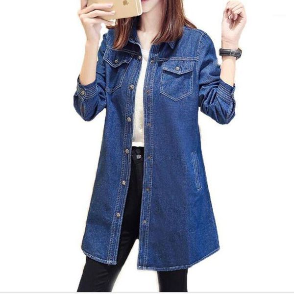 

2020 women plus size denim jackets spring autumn fashion women coats loose long jeans jacket female casual outwear ac6721, Black;white