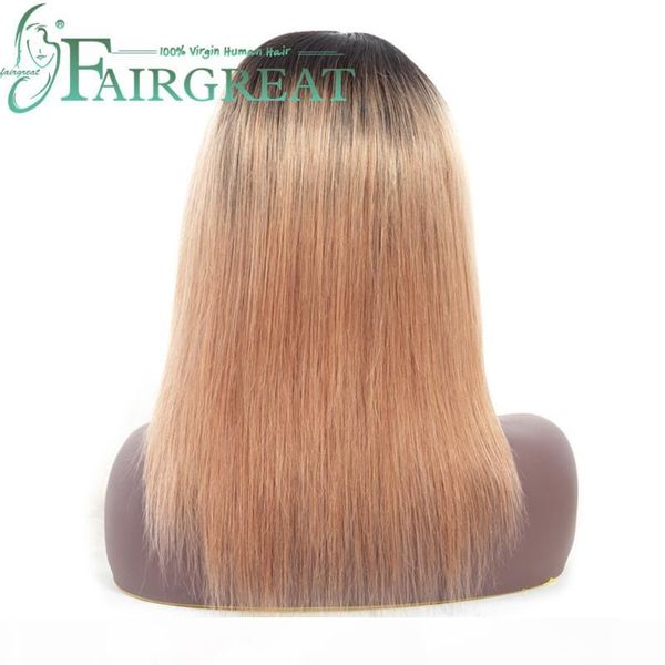 

indian peruvian lace frontal human hair wigs 4*4 lace malaysian non-remy human hair medium brown for black women, Black;brown