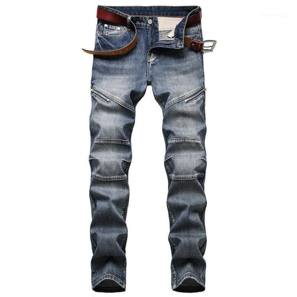 

men's jeans 2021 autumn spring men's skateboard streetwear hip hop punk stretch bike trendy skinny pencil straight denim trouers1, Blue