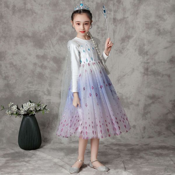 

long ice aisha and snow girls' wonderland princs autumn new children's white foreign sle drs gauze skirt r1ee, Red;yellow
